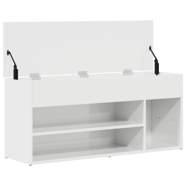 vidaXL Παπουτσοθήκη Γυαλιστερό Λευκό 102x30,5x45cm Επεξεργασμένο Ξύλο