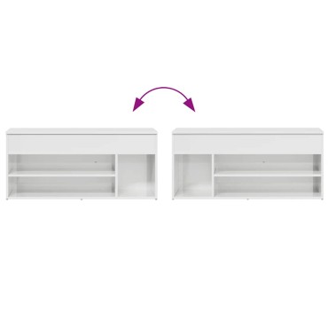vidaXL Παπουτσοθήκη Γυαλιστερό Λευκό 102x30,5x45cm Επεξεργασμένο Ξύλο