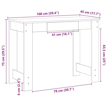vidaXL Γραφείο Sonoma Δρυς 100x45x75cm από Επεξεργασμένο Ξύλο 1 τεμ.