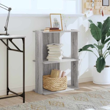 vidaXL Βιβλιοθήκη 3 Επιπέδων Γκρι Sonoma 60x30x80cm Επεξεργ. Ξύλο 1 τεμ.
