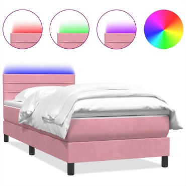 vidaXL Box Spring κρεβάτι με στρώμα ροζ 80x210cm Βελούδινο - Μονό