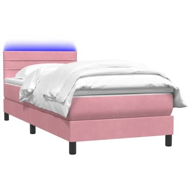 vidaXL Box Spring κρεβάτι με στρώμα ροζ 80x210cm Βελούδινο - Μονό