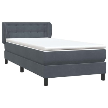 vidaXL Κρεβάτι Boxspring με Στρώμα Σκούρο Γκρι 80x220 εκ. Βελούδινο