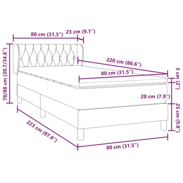 vidaXL Κρεβάτι Boxspring με Στρώμα Ροζ 80x220 εκ. Βελούδινο
