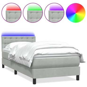 vidaXL Κρεβάτι Boxspring με Στρώμα Ανοιχτό Γκρι 80x210cm Βελούδινο 1 τεμ. - Μονό