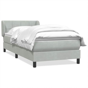 vidaXL Κρεβάτι Boxspring με Στρώμα Ανοιχτό Γκρι 80x210cm Βελούδινο 1 τεμ. - Μονό