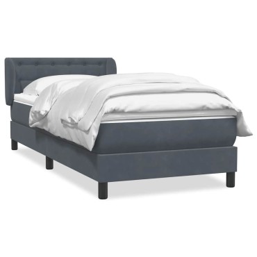 vidaXL Box Spring Κρεβάτι με στρώμα Σκούρο γκρι 80x210cm Βελούδινο 1 τεμ. - Μονό
