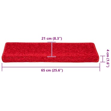 vidaXL Πατάκια Σκάλας 30 τεμ. Κόκκινα 65 x 21 x 4 εκ.