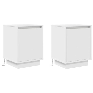 vidaXL Κομοδίνα με φώτα LED 2 τεμ. Λευκό 38x34x50cm