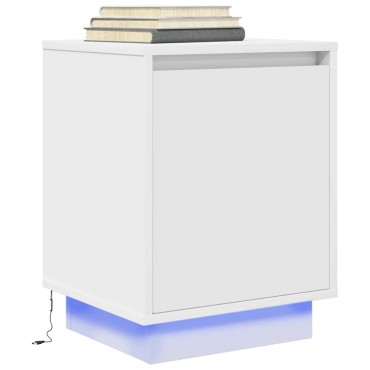 vidaXL Κομοδίνα με φώτα LED 2 τεμ. Λευκό 38x34x50cm