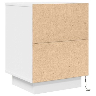 vidaXL Κομοδίνα με φώτα LED 2 τεμ. Λευκό 38x34x50cm