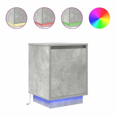 vidaXL Κομοδίνα με φώτα LED 2 τεμ. Μπετόν Γκρι 38x34x50cm
