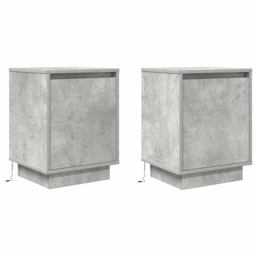 vidaXL Κομοδίνα με φώτα LED 2 τεμ. Μπετόν Γκρι 38x34x50cm