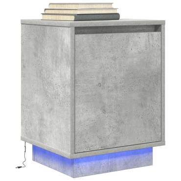 vidaXL Κομοδίνα με φώτα LED 2 τεμ. Μπετόν Γκρι 38x34x50cm