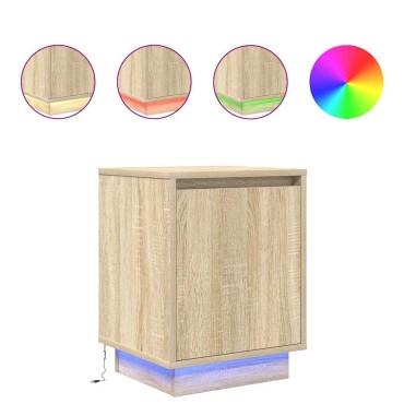vidaXL Κομοδίνα με φώτα LED 2 τεμ. Sonoma Oak 38x34x50cm