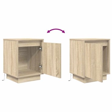 vidaXL Κομοδίνα με φώτα LED 2 τεμ. Sonoma Oak 38x34x50cm