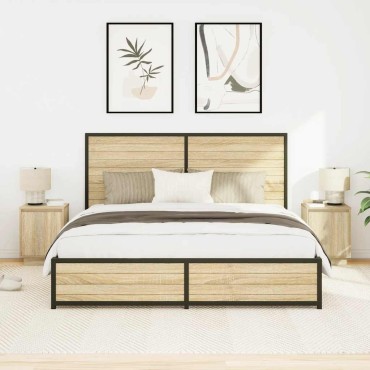 vidaXL Κομοδίνα με φώτα LED 2 τεμ. Sonoma Oak 38x34x50cm