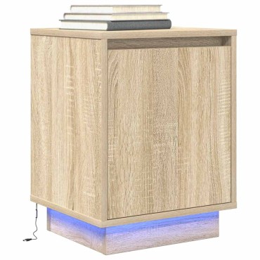 vidaXL Κομοδίνα με φώτα LED 2 τεμ. Sonoma Oak 38x34x50cm