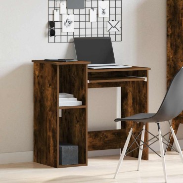 vidaXL Γραφείο με Ράφια Καπνιστή Δρυς 84x40x78cm Επεξεργασμένο Ξύλο 1 τεμ.