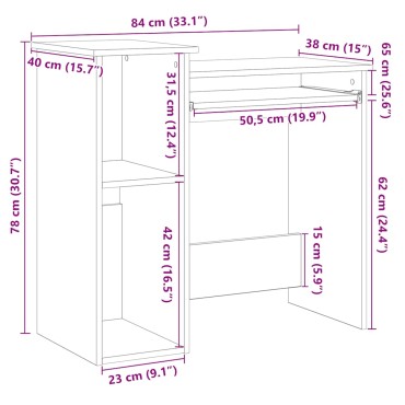 vidaXL Γραφείο με Ράφια Καπνιστή Δρυς 84x40x78cm Επεξεργασμένο Ξύλο 1 τεμ.