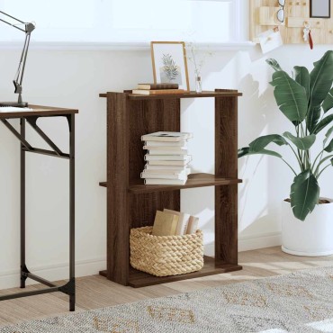 vidaXL Βιβλιοθήκη 3 Επιπέδων Καφέ Δρυς 60x30x80cm Επεξεργ. Ξύλο 1 τεμ.