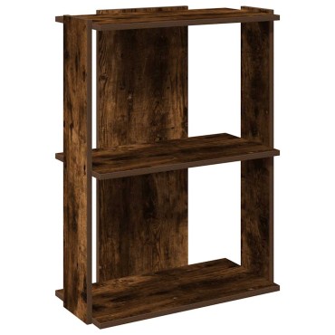 vidaXL Βιβλιοθήκη 3 Επιπέδων Καπνιστή Δρυς 60x30x80cm Επεξεργ. Ξύλο 1 τεμ.