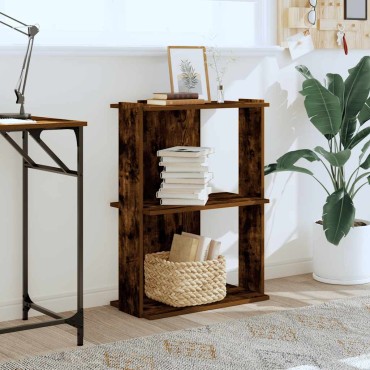 vidaXL Βιβλιοθήκη 3 Επιπέδων Καπνιστή Δρυς 60x30x80cm Επεξεργ. Ξύλο 1 τεμ.