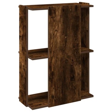 vidaXL Βιβλιοθήκη 3 Επιπέδων Καπνιστή Δρυς 60x30x80cm Επεξεργ. Ξύλο 1 τεμ.