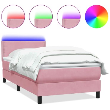 vidaXL Box Spring κρεβάτι με στρώμα ροζ 80x210cm Βελούδινο - Μονό