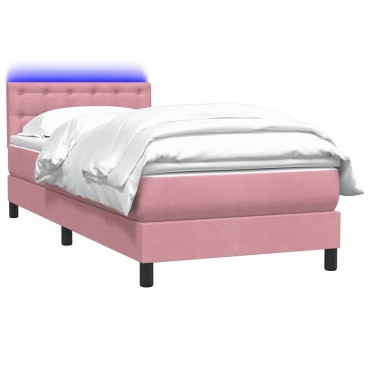 vidaXL Box Spring κρεβάτι με στρώμα ροζ 80x210cm Βελούδινο - Μονό