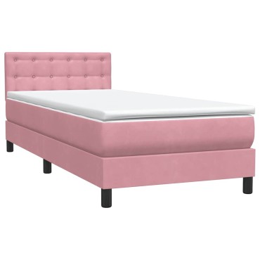 vidaXL Box Spring κρεβάτι με στρώμα ροζ 80x210cm Βελούδινο - Μονό
