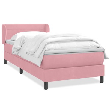 vidaXL Box Spring κρεβάτι με στρώμα ροζ 80x210cm Βελούδινο - Μονό