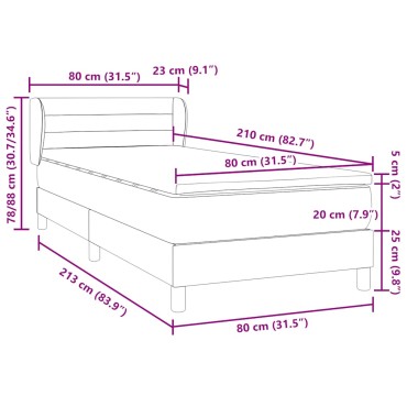 vidaXL Box Spring κρεβάτι με στρώμα ροζ 80x210cm Βελούδινο - Μονό