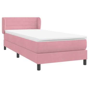 vidaXL Box Spring κρεβάτι με στρώμα ροζ 80x210cm Βελούδινο - Μονό