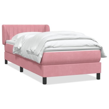 vidaXL Box Spring κρεβάτι με στρώμα ροζ 80x210cm Βελούδινο - Μονό