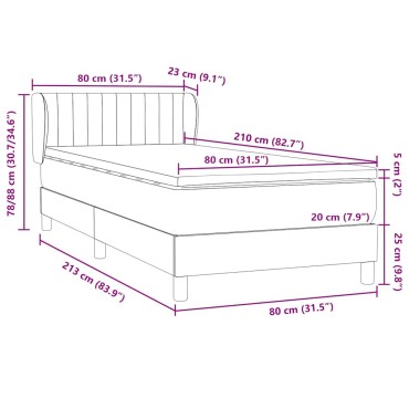 vidaXL Box Spring κρεβάτι με στρώμα ροζ 80x210cm Βελούδινο - Μονό