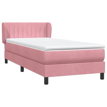 vidaXL Box Spring κρεβάτι με στρώμα ροζ 80x210cm Βελούδινο - Μονό