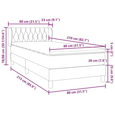 vidaXL Box Spring κρεβάτι με στρώμα ροζ 80x210cm Βελούδινο - Μονό