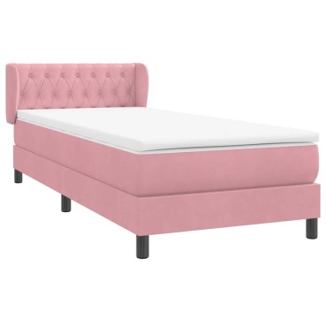 vidaXL Box Spring κρεβάτι με στρώμα ροζ 80x210cm Βελούδινο - Μονό