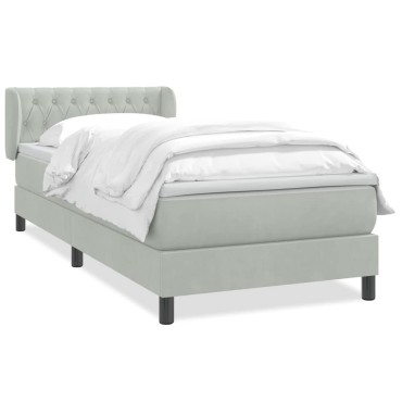 vidaXL Κρεβάτι Boxspring με Στρώμα Ανοιχτό Γκρι 80x210cm Βελούδινο 1 τεμ. - Μονό