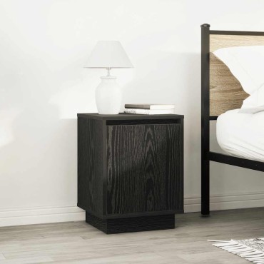 vidaXL Κομοδίνα με φώτα LED 2 τεμ. Μαύρο 38x34x50cm