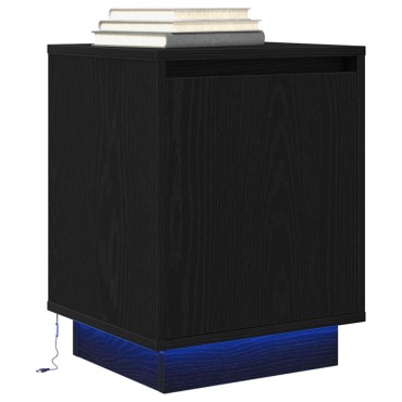vidaXL Κομοδίνα με φώτα LED 2 τεμ. Μαύρο 38x34x50cm