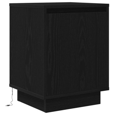 vidaXL Κομοδίνα με φώτα LED 2 τεμ. Μαύρο 38x34x50cm
