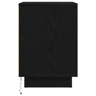 vidaXL Κομοδίνα με φώτα LED 2 τεμ. Μαύρο 38x34x50cm