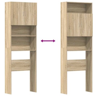 vidaXL Ντουλάπι Πλυντηρίου Χρώμα Sonoma Δρυς 64x24x190 εκ Επεξ. Ξύλο