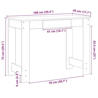 vidaXL Γραφείο Γκρι του Σκυροδέματος 100x45x75cm από Μοριοσανίδα 1 τεμ.