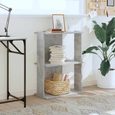 vidaXL Βιβλιοθήκη 3 επιπέδων Μπετόν Γκρι 60x30x80cm Ξύλινη κατασκευή 1 τεμ.