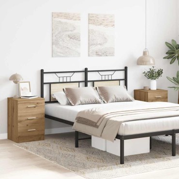 vidaXL Κομοδίνα 2 τεμ. τεχνίτης Δρυς 38x35x55cm από Επεξεργ Ξύλο