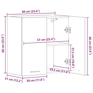 vidaXL Ντουλάπι Κουζίνας "Lyon" από Τεχνητό Δρυς 60x31x60cm από Τεχνητό Ξύλο 1 τεμ.