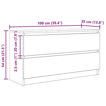 vidaXL Έπιπλο Τηλεόρασης Καφέ Δρυς 100x35x54cm Επεξ. Ξύλο